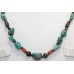 Traditional Necklace 925 Sterling Silver beads blue turquoise coral stone P 375